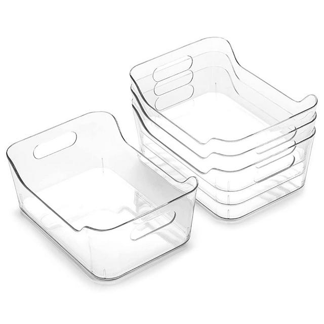 BINO | Plastic Storage Bins, X-Small - 4 Pack | THE SOHO COLLECTION | Multi-Use Organizer Bins | Built-In Handle | BPA-Free | Pantry Organization | Home Organization | Fridge Organizer | Freezer Org