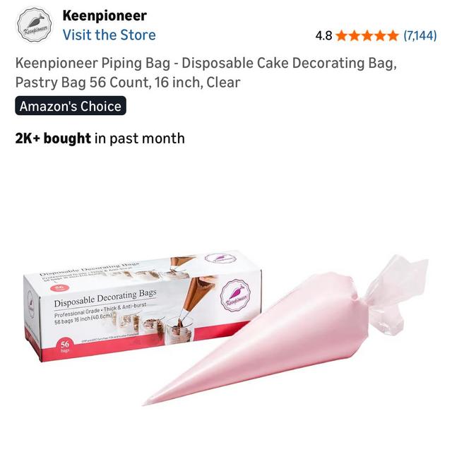 Keenpioneer Piping Bag - Disposable Cake Decorating Bag, Pastry Bag 56 Count, 16 inch, Clear
