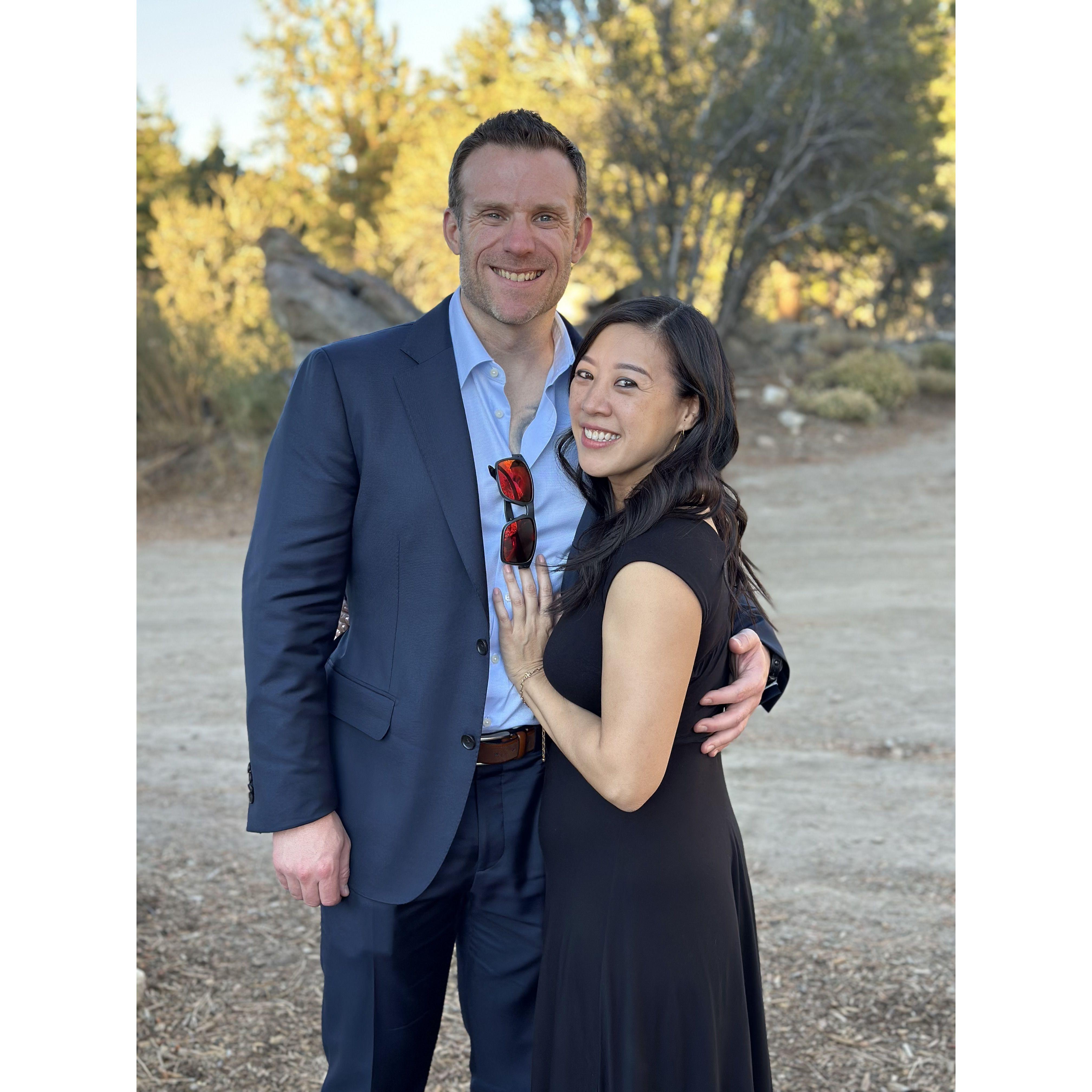 Chris and Kathy attended a friend's wedding celebration in Angelus Oaks, CA.