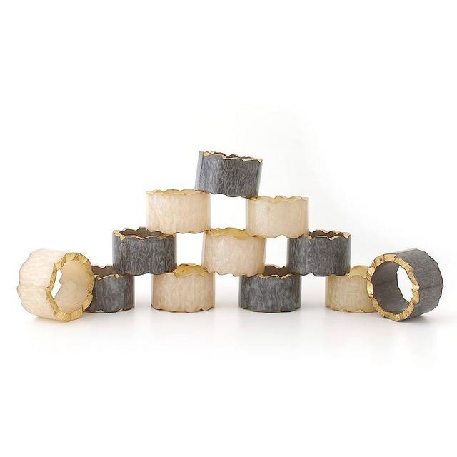 Napkin Ring Holders, Napkin Rings, Napkin Rings Set of 12, Napkin Ring Holders for Cloth Napkins, Serviette Rings, Napkin Ring Set, Napkin Ring Bulk - Smoky Black