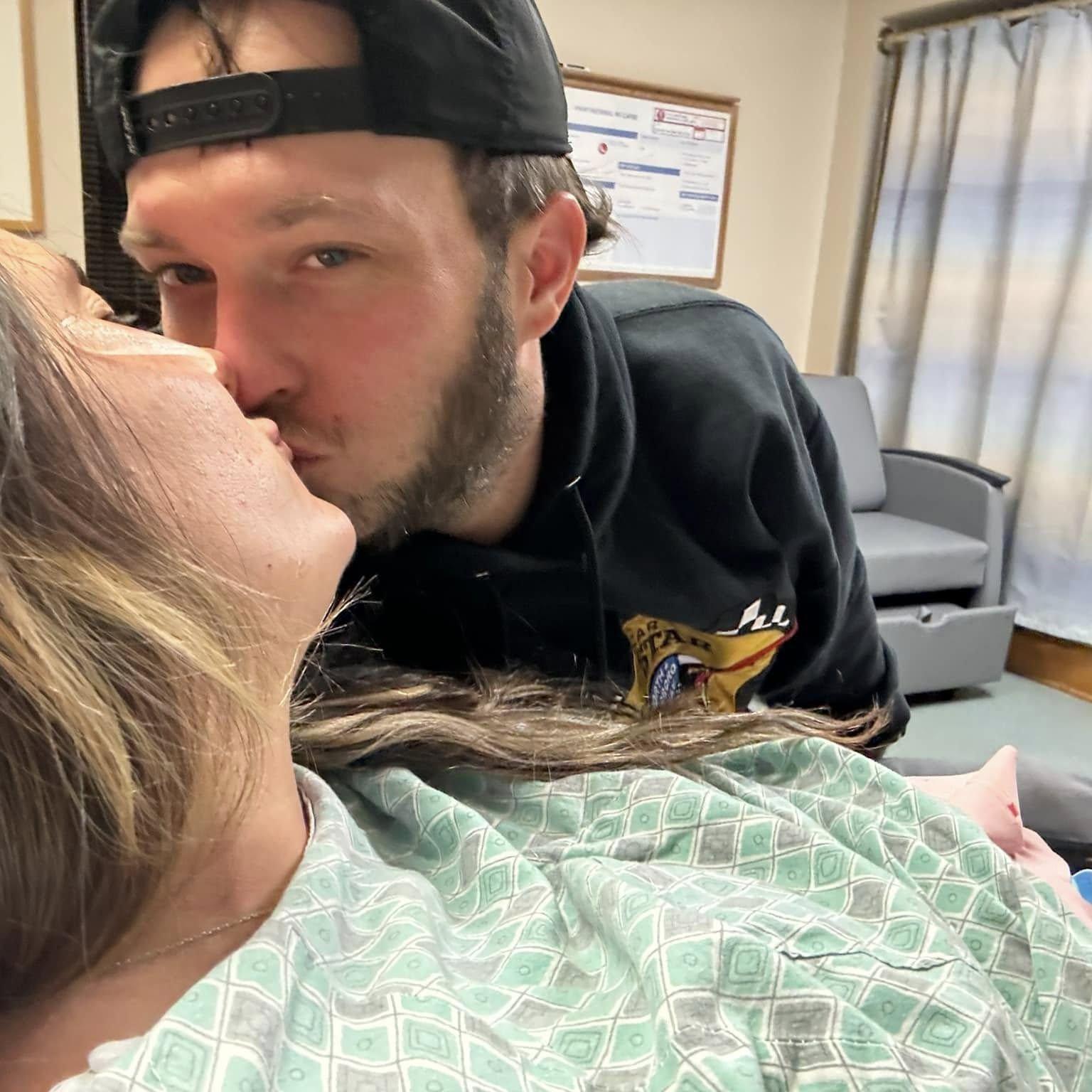 during labor, both of us so excited to meet our baby girl and become parents!