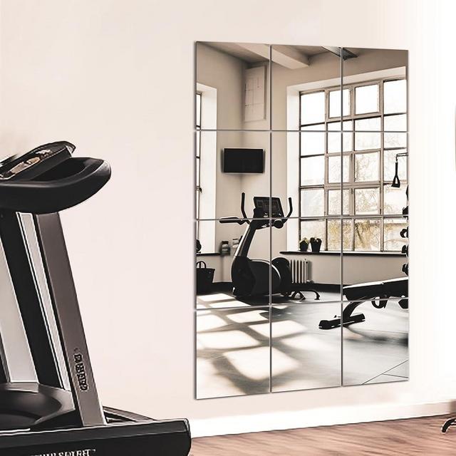 TRAHOME Wall Mirror Full Length Mirror for Wall,Home Gym Mirror 14''x12'' x 12PCS, Glass Frameless Body Mirror Wall-Mounted for Gym, Bedroom, Living Room, over The Door