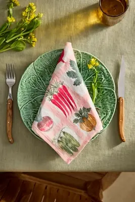 Veggie Grid Linen Napkins, Set of 2