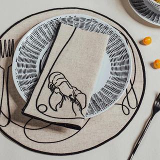 Line Drawing Salad Plate, Set of 4