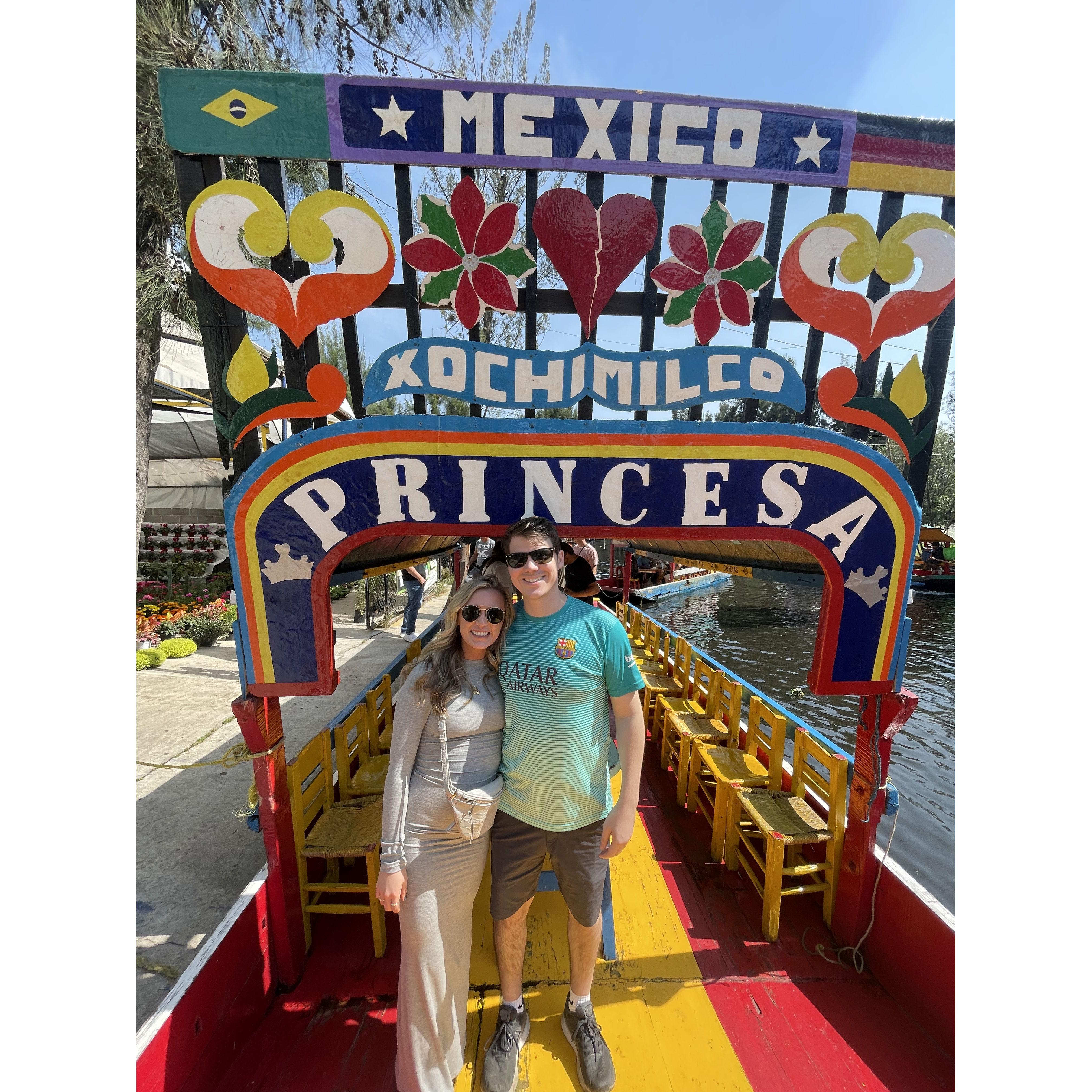 October 2023: At Xochimilco on our second trip to Mexico City
