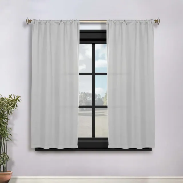 Classic Modern Solid Room Darkening Semi-Blackout, Light filtering Curtains, Rod Pocket, Set of 2, 36"x63", Marshmellow - Blue Nile Mills