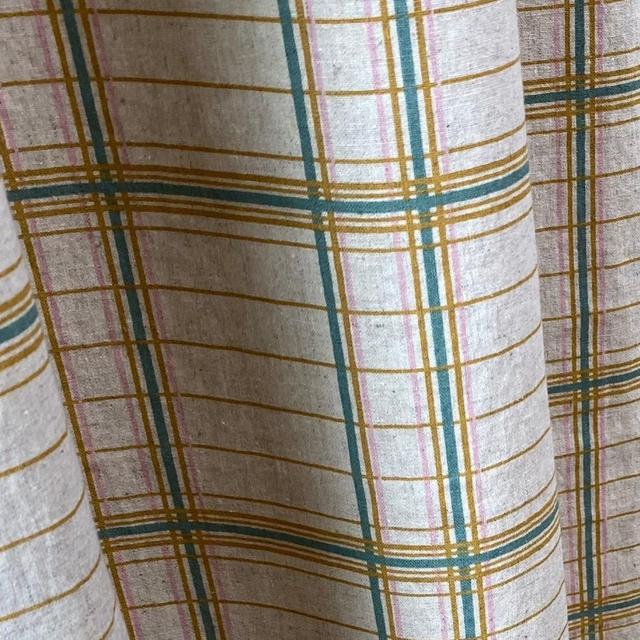 Set of 2 Beige Checkered Plaid Curtains Buffalo Check Plaid Modern Vintage Curtain Washed Linen Curtain Panels Natural Linen Gingham Curtain