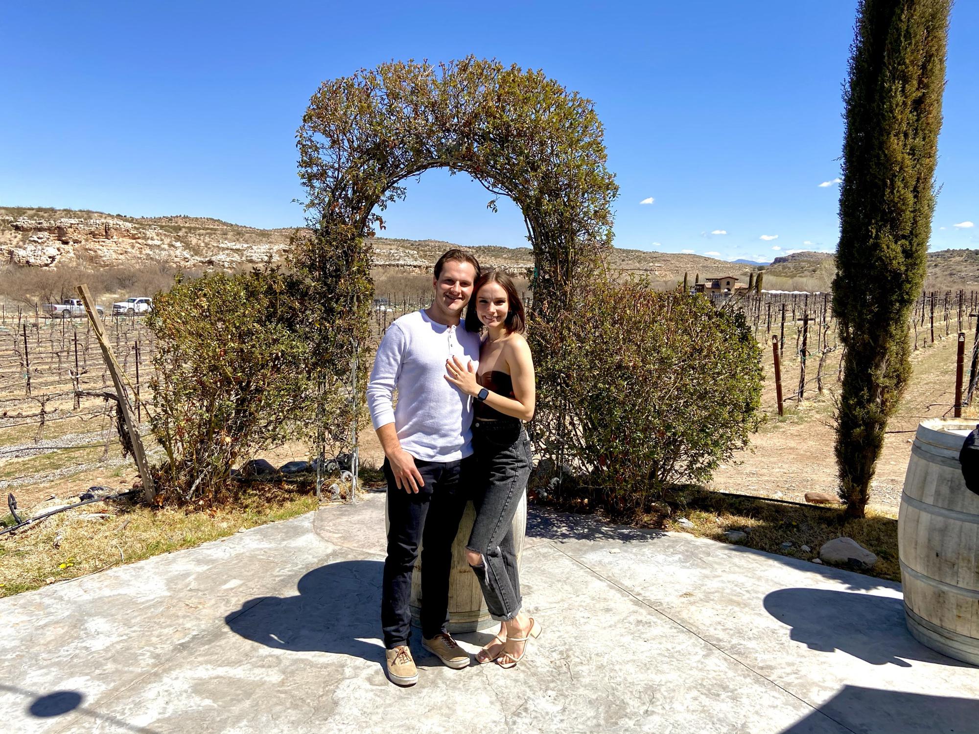 Wine tasting at our wedding venue (unbeknownst to us) March 2021