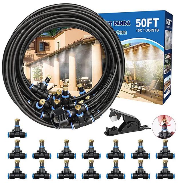 Misters for Outside Patio,50FT Outdoor Misting Cooling System kit for Fan, Porch, Umbrella, Deck, Canopy, Pool, Backyard Misting Systems Mist Hose,Water Misters for Garden, Greenhouse, Yard, Waterpark