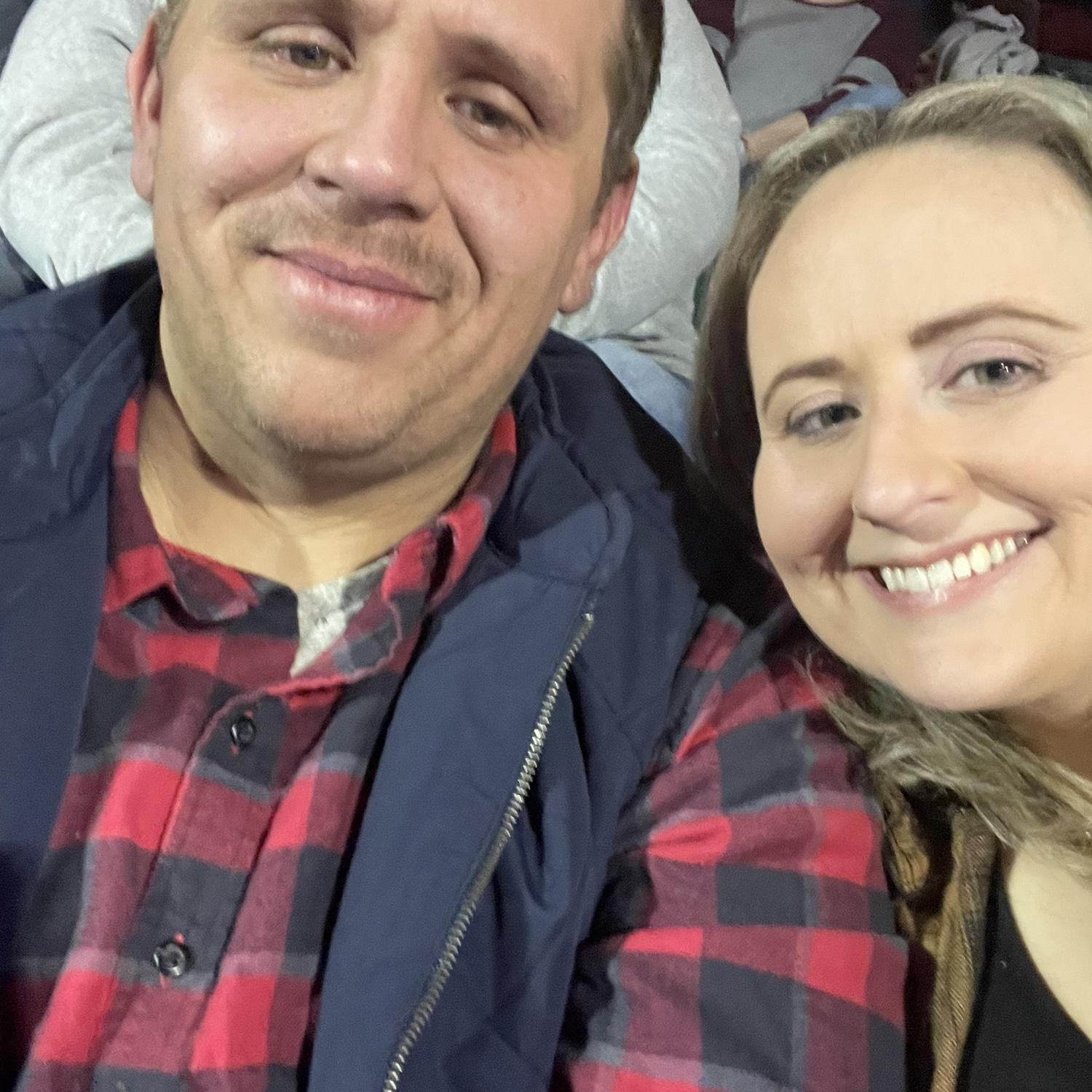 Taking in a local hockey game.