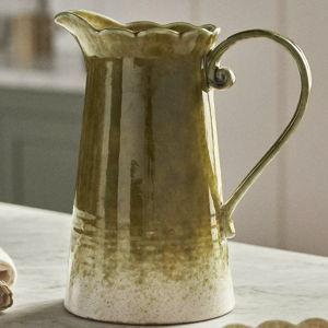 Ruffle Reactive Glaze Stoneware Pitcher