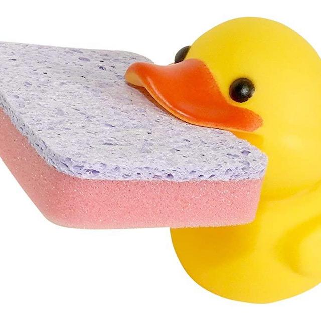 Dependable Products Animal Shape Novelty Kitchen Sponge Holder and Sponge Choice of Frog or Duck (Yellow Duck)