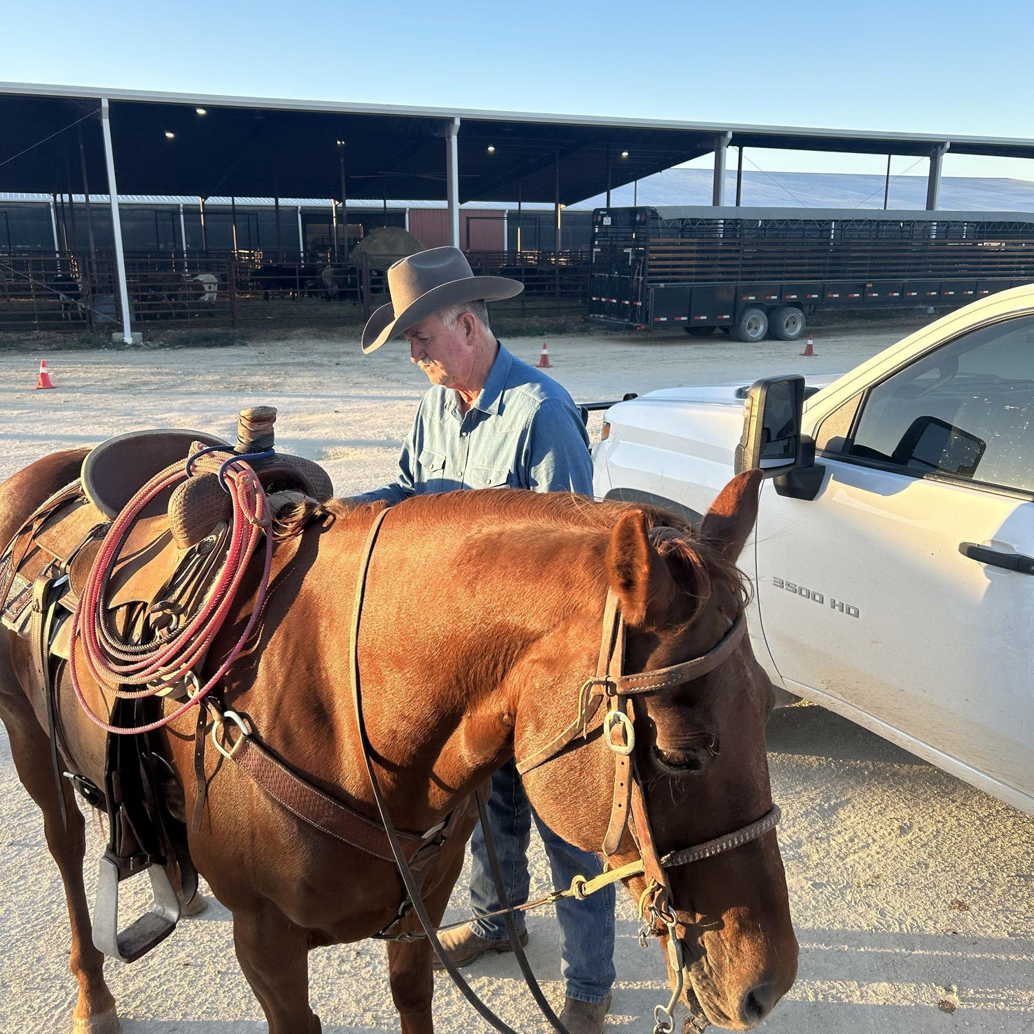 Kenny saddles Hook