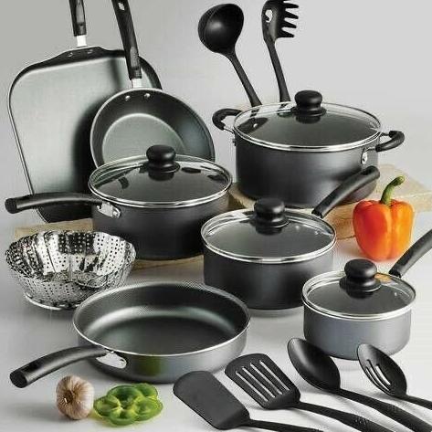 T-fal Signature Nonstick Dishwasher Safe Cookware Set, 12-Piece, Black