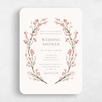 Pink Rounded Wedding Wedding Shower Invitation - Allamia Portrait
