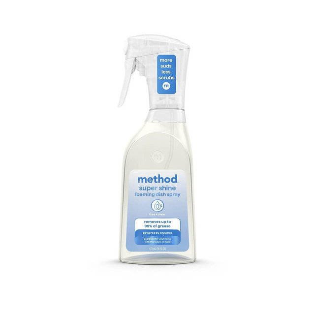 Method Super Shine Foaming Dish Spray Powered By Enzymes Free + Clear - 16oz