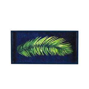 Palm Fronds Rectangular Lacquer Art Serving Tray 10 x 20″