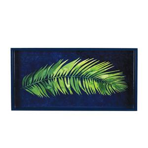 Palm Fronds Rectangular Lacquer Art Serving Tray 10 x 20″