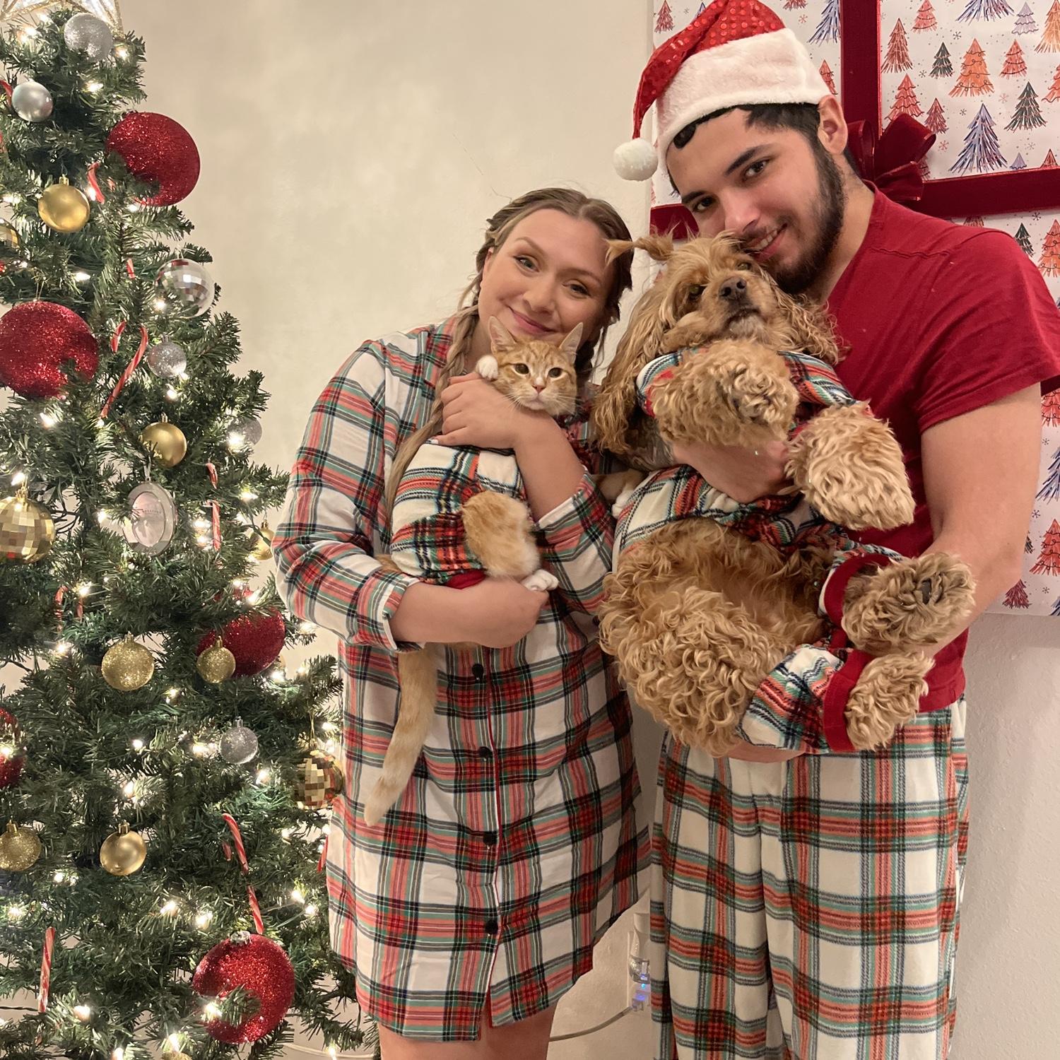 Our first Christmas together (pregnant with Tommy!)