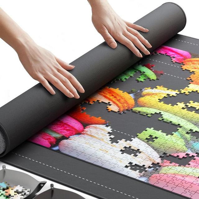 Jigsaw Puzzle Mat Roll Up - Puzzle Lover Gift for Mom Dad Parents Coworkers - Puzzle Saver Pad Up to 1500 Pieces Large Size 46” x 26”