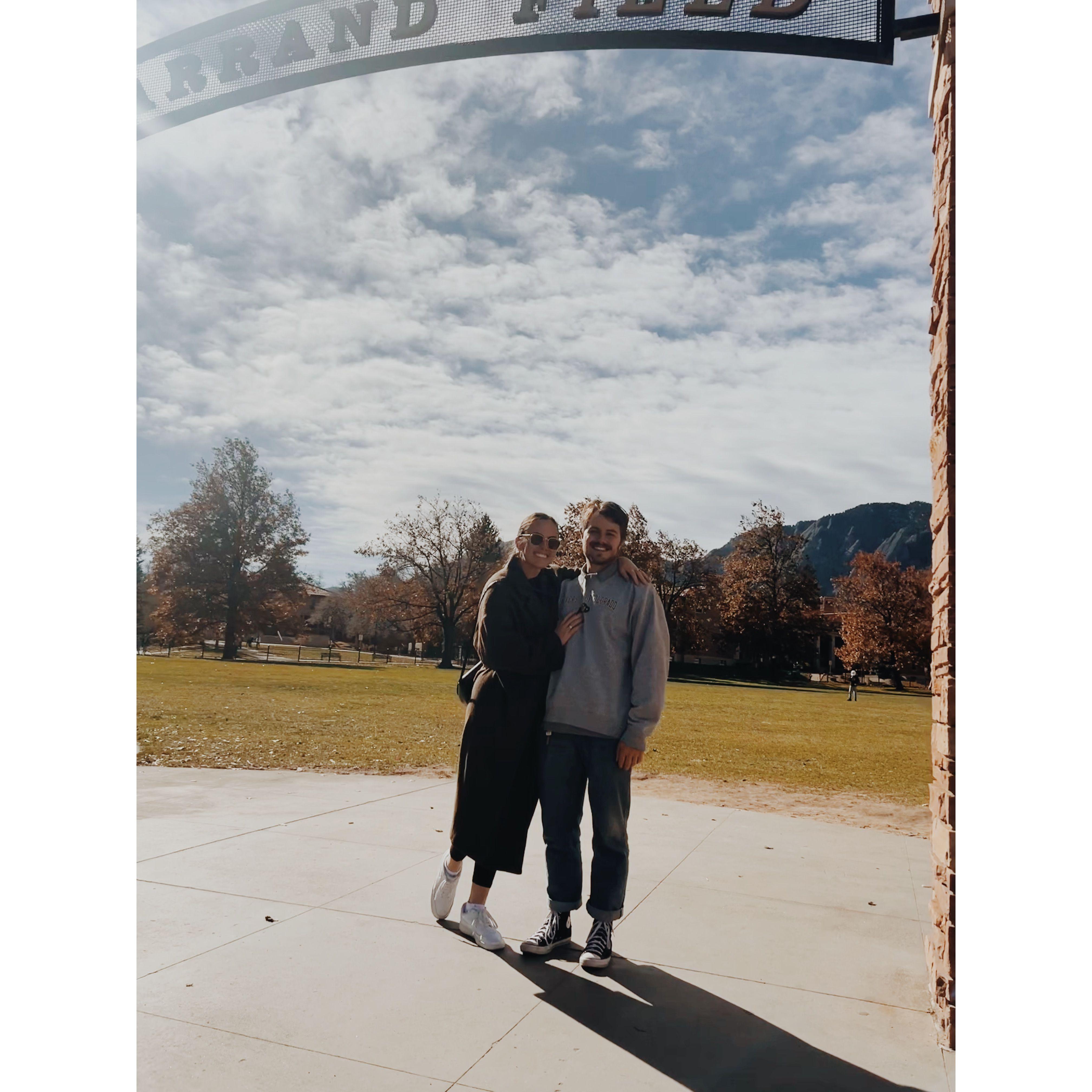 Going to Hannah's first and Sam's millionth CU football game! But, our first CU football game together!