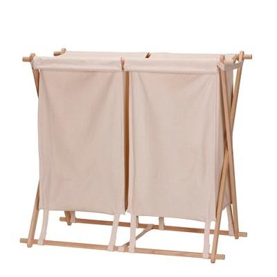 Household Essentials Wood X-Frame Double Laundry Sorter