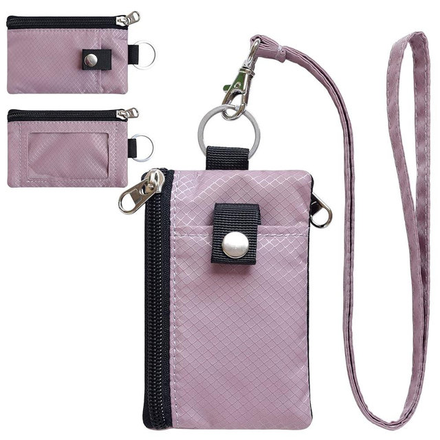 CHENSPRX Minimalist RFID Blocking Small Wallet with ID Window,WaterResistant Zip Id Case Wallet with Lanyard Keychain for Cards,Cash,Travel,Women,Men