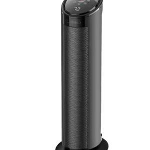 1500W 22 in. Black Indoor Electric Tower Ceramic Forced Air Ceramic Space Heater with Child Lock, 3-Speeds, and Remote