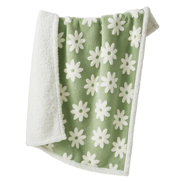 Lesure Waterproof Dog Blanket for Medium Dogs - Washable Double Sided Dog Blankets with Warm Jacquard Shag and Soft Sherpa Fleece, Pet Cat Blanket for Couch Protection, 3D Textured Cloud, Green
