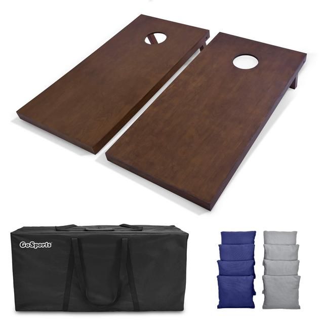 GoSports 4'x2' Regulation Size Wooden Cornhole Boards Set with Dark Brown Varnish | Includes Carrying Case and Bean Bags (Choose Your Colors) Over 100 Color Combinations