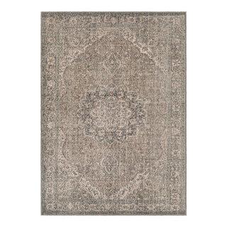 Greenpoint Brown 6'7"x9' Area Rug - Farmhouse Vintage Machine Washable Rug