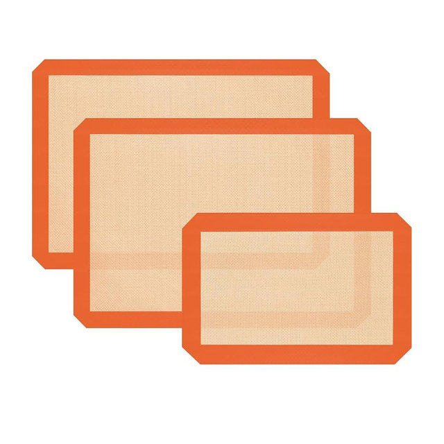 Silicone Baking Mat, Baking Sheets Non Stick, Silicone Mats for Baking, 3 Pcs Baking Supplies for Cookies, Bread & Pastry, Heat-Resistant & Reusable, Orange