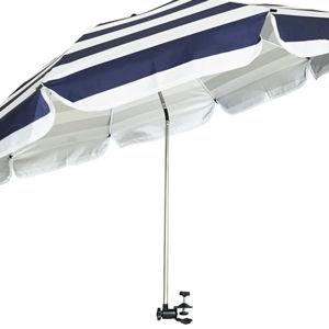 AMMSUN XL Chair Umbrella with Universal Clamp Adjustable 47 inches and 360-degree Swivel UPF 50+, Portable Clamp on Camping or Beach Chair, Stroller, Wheelchair, Golf cart, Stripe, Large-sized