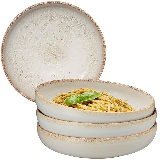 B BRILLIANT Ceramic Cereal Bowls Set of 4 - Small & Large Soup Bowls Salad Bowl Kitchen Pasta Bowls - Portuguese Stoneware Ceramic Bowls - Microwave Safe (Alabaster, 8.7" Pasta Bowl)