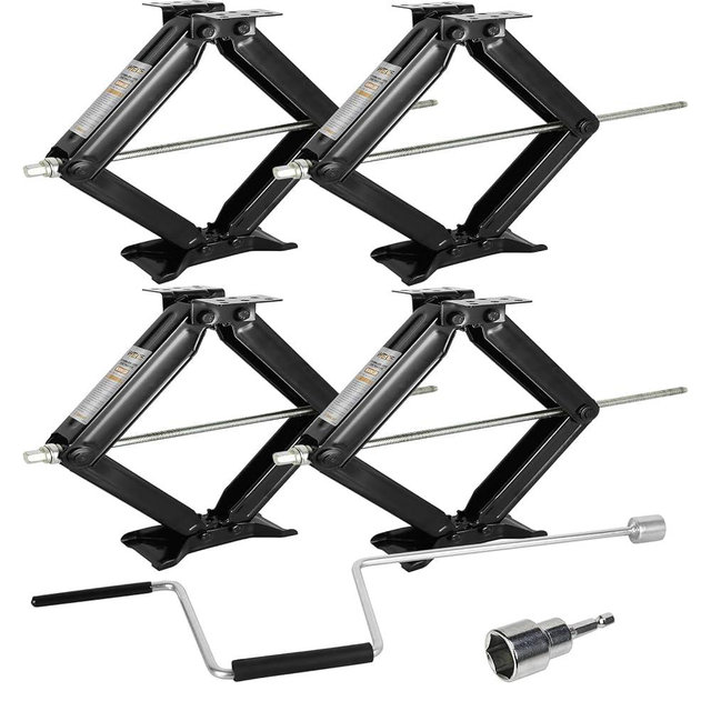 WEIZE Set of 4 Camper RV Trailer Stabilizer Leveling Scissor Jacks with Handle 24" 6500lbs