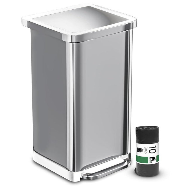 EconoHome 20 Gallon Stainless Steel Large Kitchen Trash Can with Foot Pedal, Soft Close Lid and Trash Bag Retainer Rim