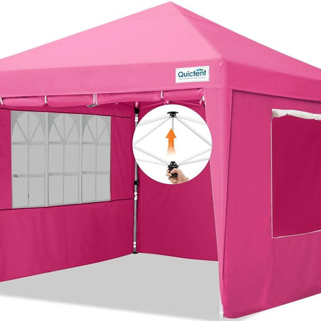 Quictent Easy Pop up Canopy Tent 10'x10' with 4 Detachable Window Sidewalls, One Person Setup, Waterproof Outdoor Portable Vendor Event Tent Shelter Enclosed, Wheeled Bag Included