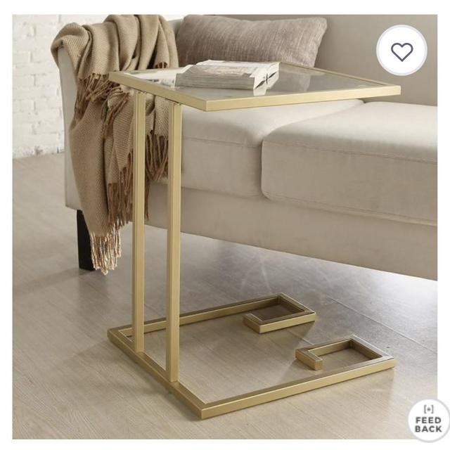 Carolina Cottage Royce Glass Top Side Table in Gold
