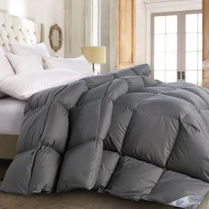 ROSECOSE Luxurious All Seasons Goose Down Comforter King Size Duvet Insert Gray 1200 Thread Count 750+ Fill Power 100% Cotton Shell Hypo-allergenic Down Proof With Tabs (King,Gray)