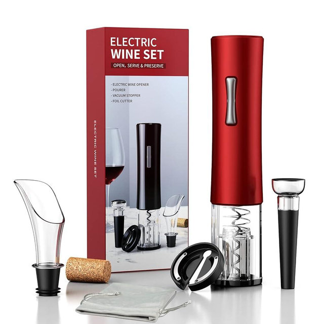 UNICHERRY Wine Bottle Opener, A Must-Have for Wine Lover Gift,Electric Wine Bottle Opener with Foil Cutter,Vacuum Stoppers,and Pourer