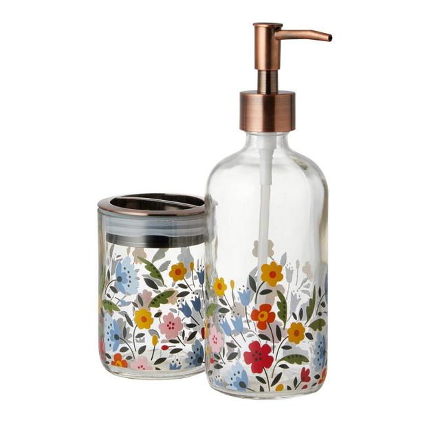 2pc Bath Coordinate Set Floral Cottage Charm - Jade + Oake