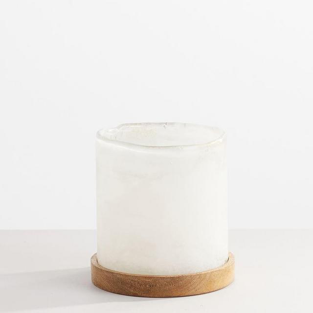 Sedona Frosted Hurricane, White Glass/Wood, Votive