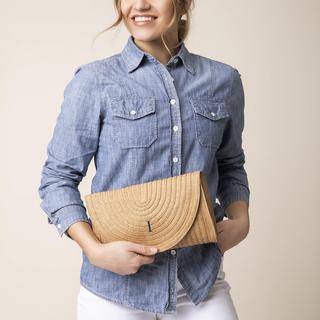 Personalized Straw Envelope Clutch Bag