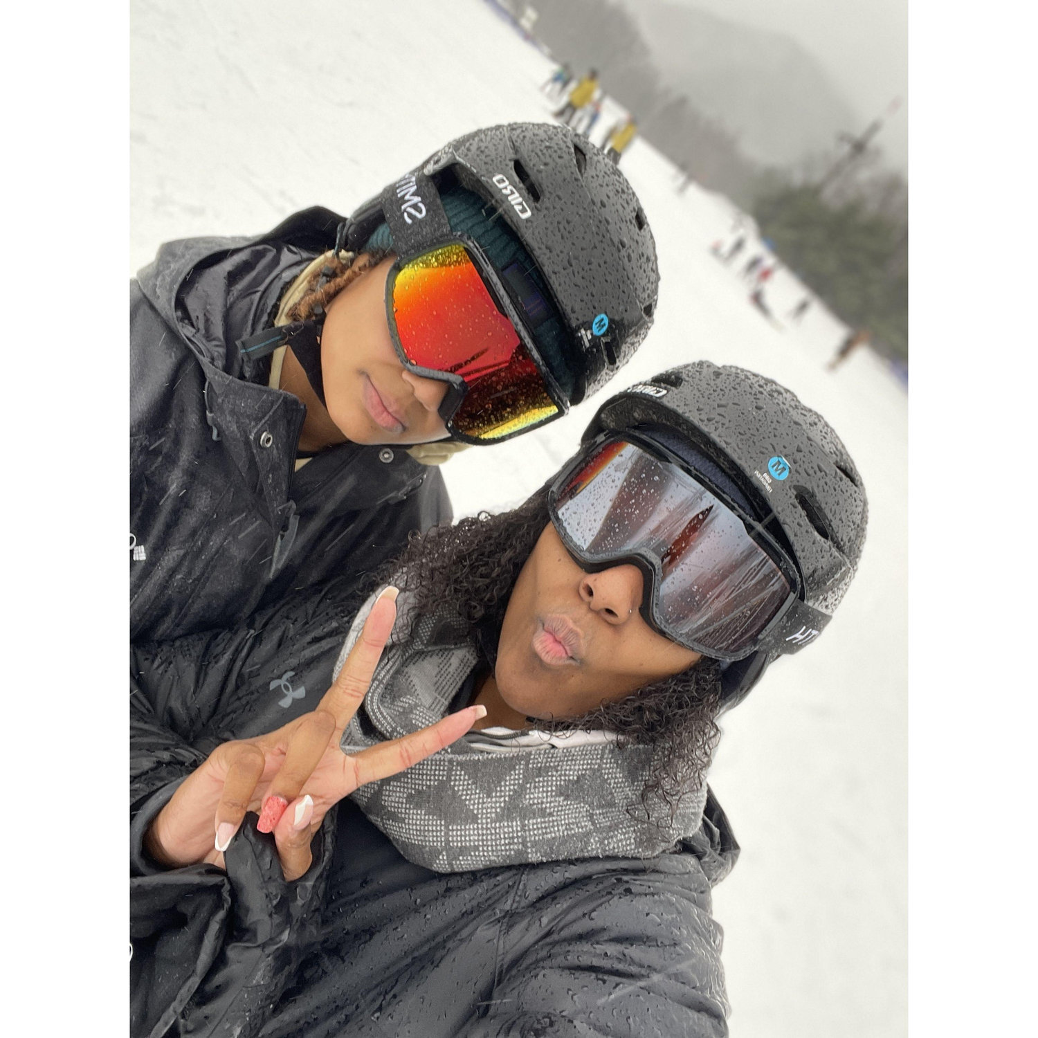 Tried snowboarding for the first time...fell all the way down the slopes, together :)
