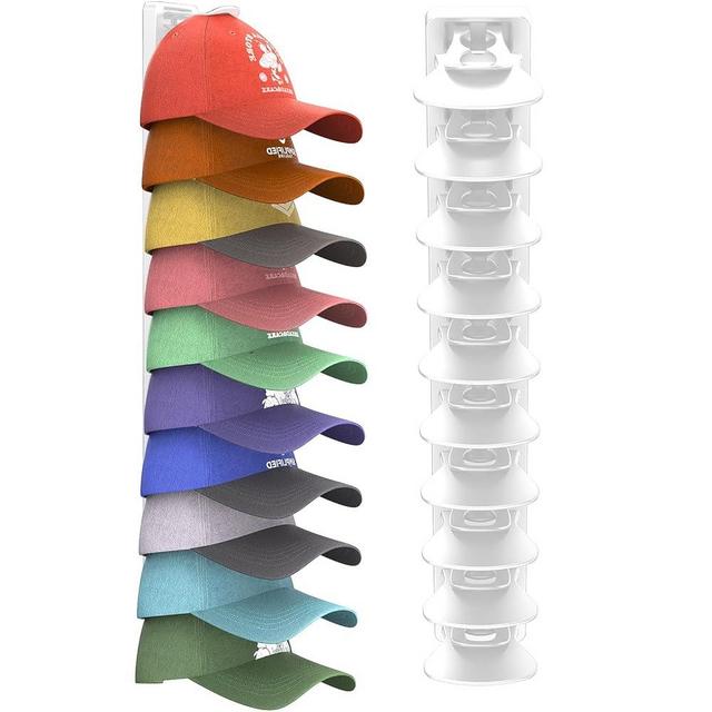 Hat Organizer for Baseball Caps Hold Up to 20 Hats, Hat Rack for Wall, Strong Adhesive Hat Storage Display Holder(White-1 Pack)