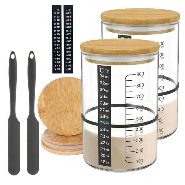 Pro Sourdough Bread Starter Kit - 34 oz sourdough jar with 5 unique features for the perfect sour dough bread & sourdough starter kit - baking supplies (34oz-2pack)
