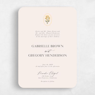 Beige Rounded Wedding Invitation - Nelia Portrait