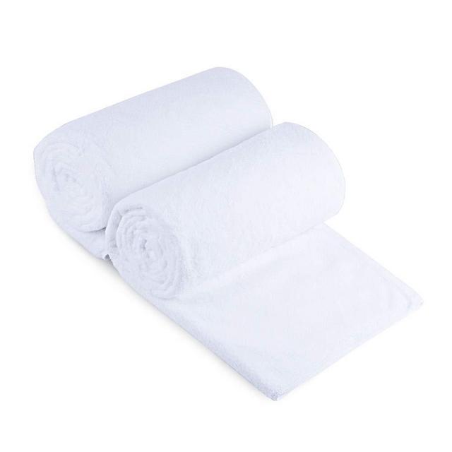 JML Bath Towels (2 Pack, 30"x60"), White Microfiber Bath Towel, Luxury Hotel & SPA Towel Sets - Super Soft and Absorbent, Lint Free, Fade Resistant Oversized Bath Towel, White