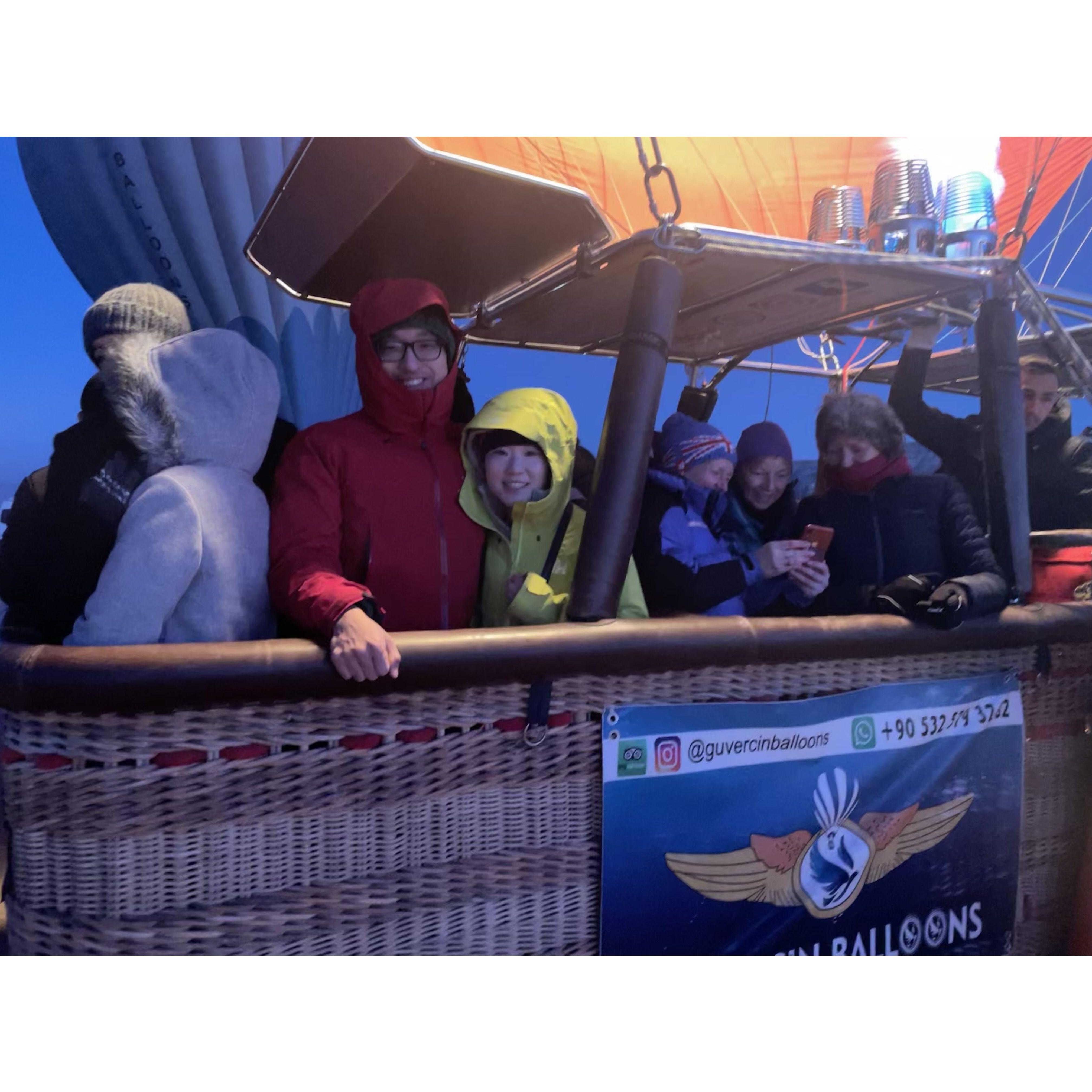 Right before the proposal on a hot air balloon in Turkey!