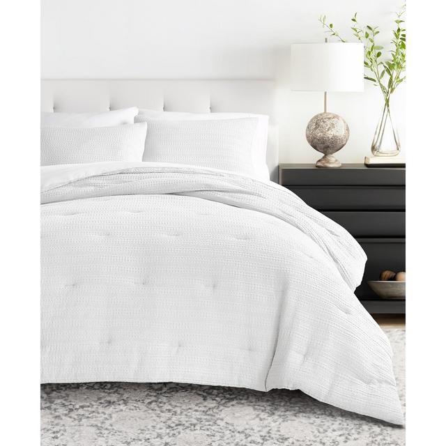 ienjoy Home Waffle Textured 3-Piece Comforter Set, Full/Queen